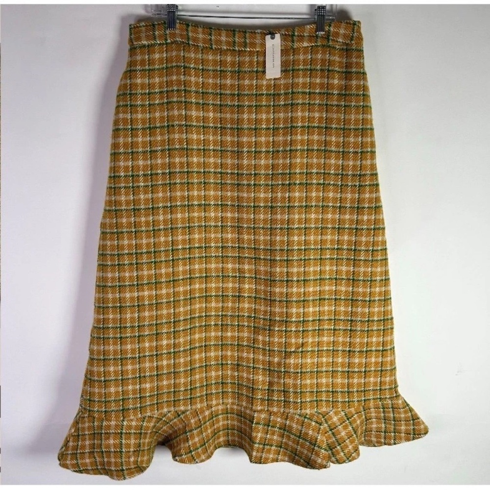 Anthropologie Yellow Plaid Midi Skirt - Picture 5 of 7